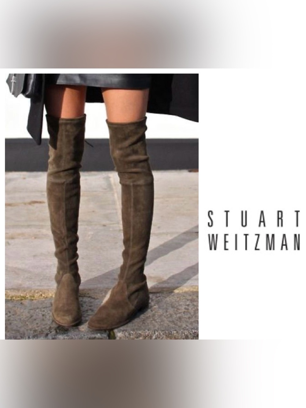 Stuart Weitzman Lowland Over-the-Knee Suede Boots Olive Green Brown Gray sz 6.5
